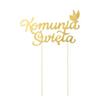 First Communion cake topper, gold, 16x22.5 cm
