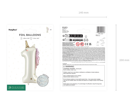 Foil Balloon Number 1 Unicorn Cream Rose Gold 93cm