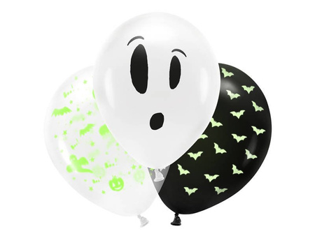 UV-Ballone Halloween Boo!, Mix, 27cm, 3 Stück