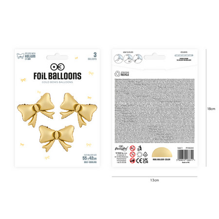 Folienballon Schleifen gold 55 x 42cm 3Stk