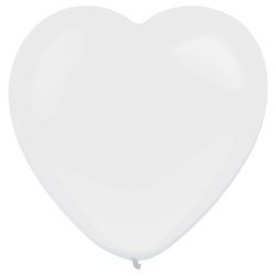 Balloons latex Decorator Standard Heart Frosty White 30cm, 50 pcs.