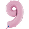 Balon Foliowy Cyfra 9 Różowa Pastel Pink, 66 cm Grabo