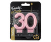 Nummer 30 Geburtstag Kerze, metallisch rosa und gold, 8 cm