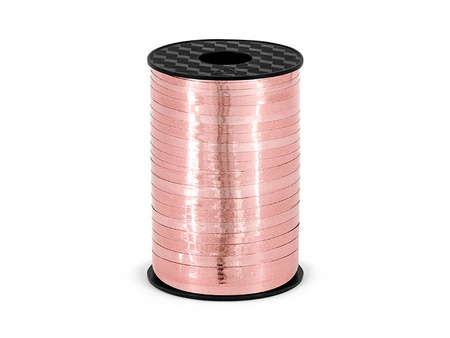 Plastic ribbon, pink gold 5mm / 225m