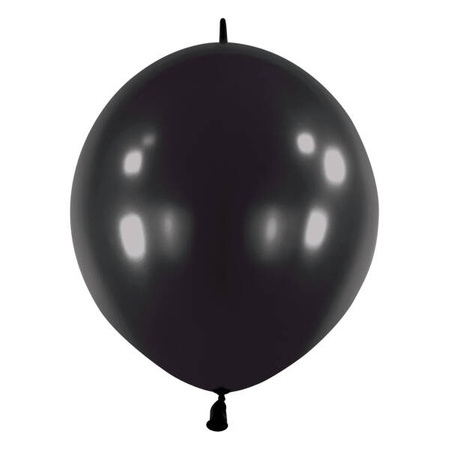 E-Link Black Metallic Balloons with Connector, 15 cm, 100 pcs