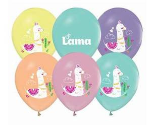 Lama balloons, various colors, 30 cm, 5 pcs.