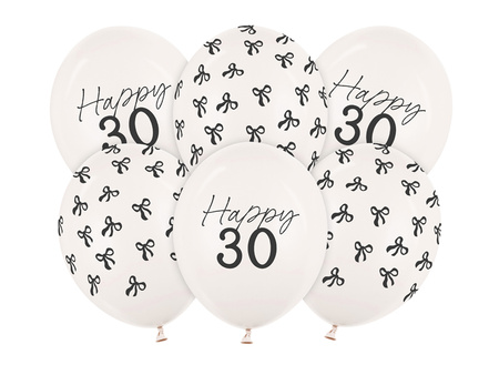 Balony 30 cm, zestaw na 30 urodziny, Pastel Off-white