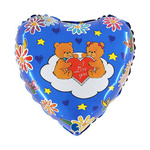 Balon Foliowy Misie na chmurce, Serce, 46 cm, Grabo