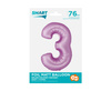 Folienballon Nummer 3 lila matt Smart, 76cm