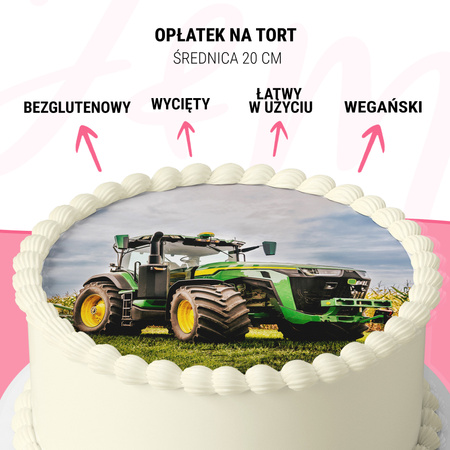 Traktor Tortenaufleger rund 20 cm premium, vegan, glutenfrei, zugeschnitten