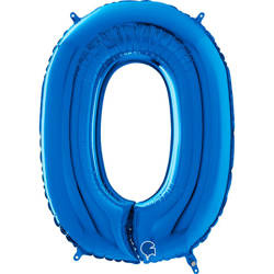 Balon Foliowy Cyfra 0 Niebieski, 66 cm Grabo