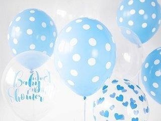 Balloons Hearts-transparent blue, Crystal Clear 30cm (1 op. / 6 pcs.)