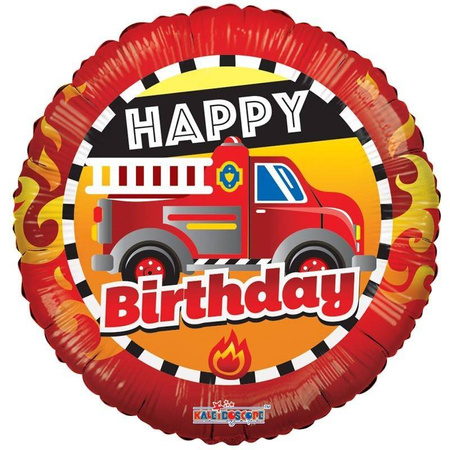 Foil Balloon Happy Birthday Fire Truck, 46cm