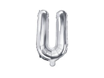 Foil balloon letter u 35cm, silver