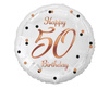 Happy 50th Birthday Folienballon, weiß, Rose Gold Druck, 18'