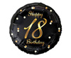 Foil balloon Happy 18 Birthday, black golden print, 18 '