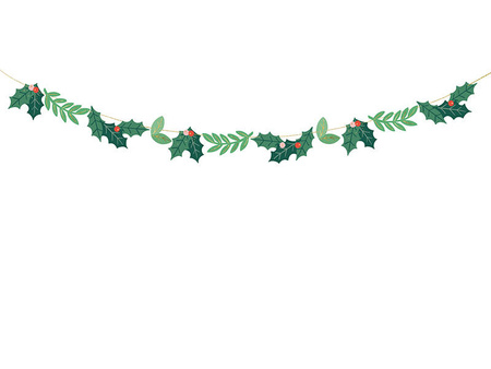 Holly paper garland, 1,5 m