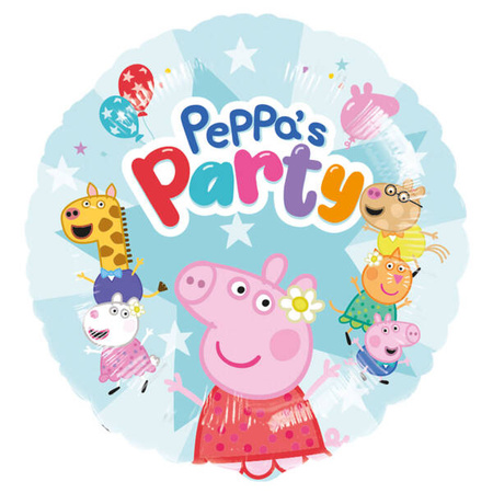 Balon Foliowy okrągły Świnka Peppa, Peppa's Party, 43 cm