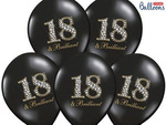 Strong balloons, birthday Brilliant & 18, Black 30 cm, 50 pcs.