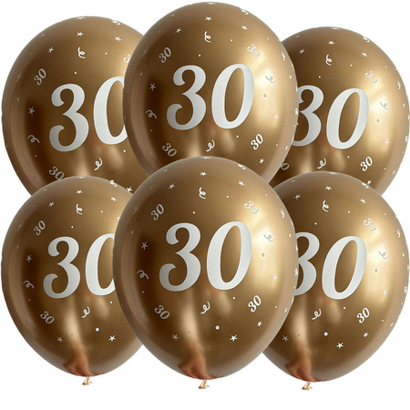 Balony urodzinowe złote "30", 30cm, 50 szt.