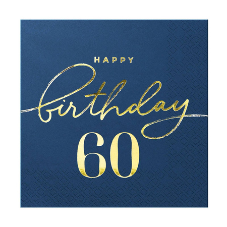 Happy Birthday napkins 60 navy blue 10 pcs.