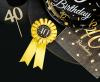 Schleife zum 40. Geburtstag, Jubiläum gold-schwarz, 8 cm