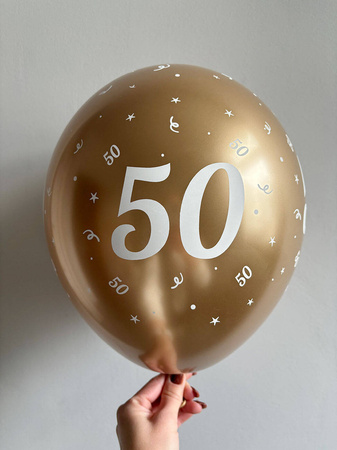 Latexballoons "50", goldene Chrom, 30cm, 10 Stk.