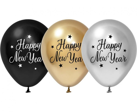 Balony Lateksowe "Happy New Year" 30cm, 5 szt.