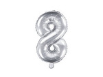Foil balloon digit 8, 35cm, silver