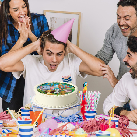 Safari Tortenaufleger rund 20 cm premium, vegan, glutenfrei, zugeschnitten