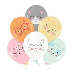 Latex balloons Kittens, colorful, 30cm, 6pcs