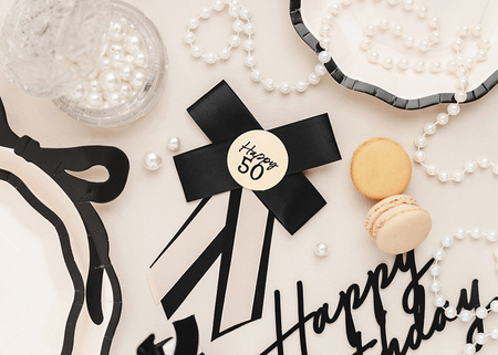 Korsage zum 50. Geburtstag – Creme und Schwarz