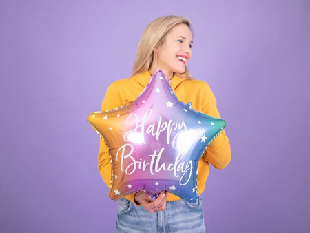 Foil balloon Happy Birthday! Colorful star 40 cm