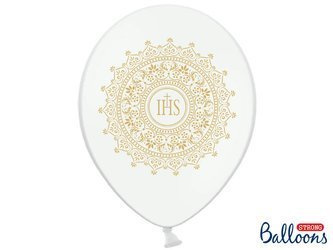 Balloons First Holy Communion, metallic white, 30cm, 50 pcs.