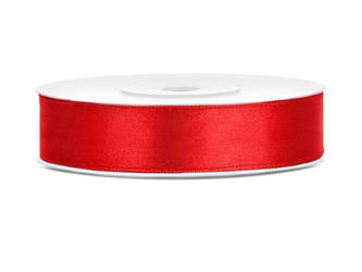 Satinband, rotes Band, 12mm/25m