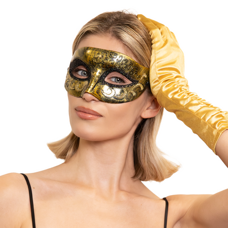Carnival mask gold with aging effect 17x8cm