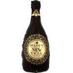 Champagner Happy New Year Folienballon schwarz 86x45 cm
