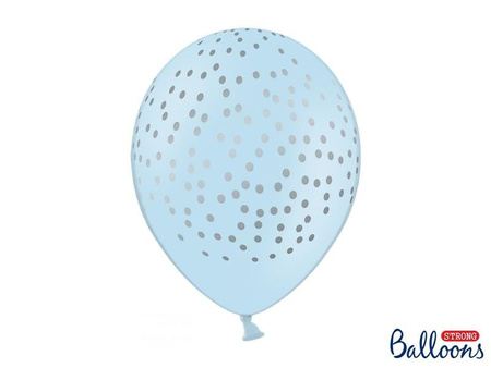 Latexballons, Hellblau mit Goldpunkten, 30 cm (1 Pk. / 50-tlg.)