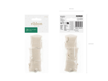 Chiffon ribbon, light beige, 40mm, 5m, 3 pieces