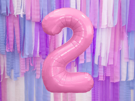 The number 2 Foil balloon, 86cm pink