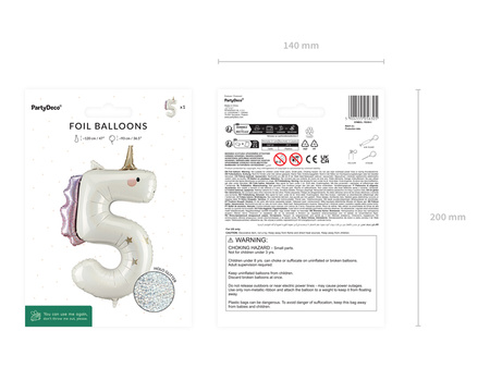 Foil Balloon Number 5 Unicorn Cream Rose Gold 93cm