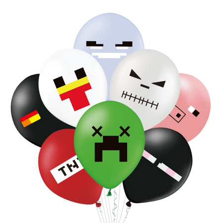 A set of Balloons with Minecraft print, Mix 30cm, 8 items