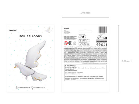 Foil balloon white pigeon, 80x100 cm