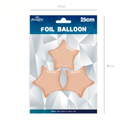 Balon foliowy gwiazdka, Rose Gold, 23cm, 3 szt.