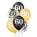 Ballonset für den 60. Geburtstag, Schwarz und Gold, 30 cm, 6 Stück