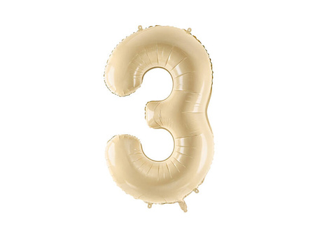 The number 3 Foil balloon, 72cm, beige, cream