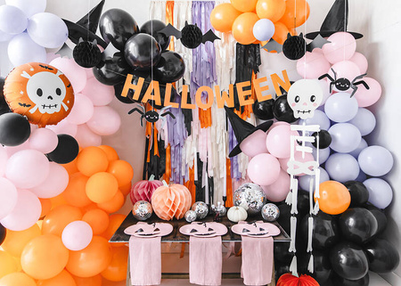 Totenkopf Folienballon, Halloween, orange, 45 cm,
