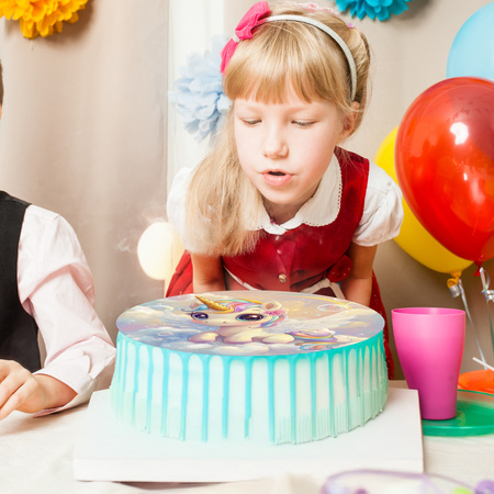 Opłatek na tort Jednorożec okrągły 20 cm premium, wegański, bezglutenowy, wycięty