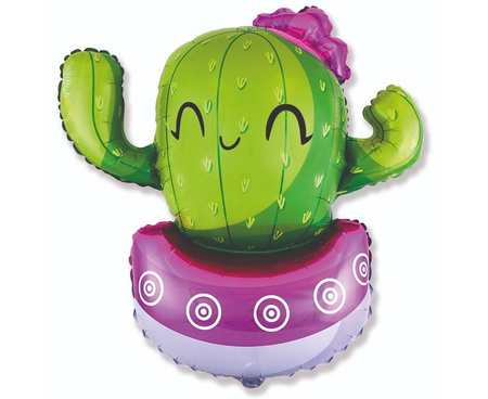 Foil balloon FX smiling cactus, pink, 62cm