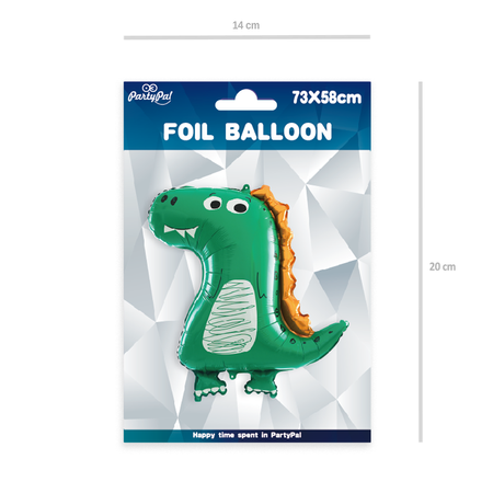 Foil balloon green dinosaur 73cm x 58cm